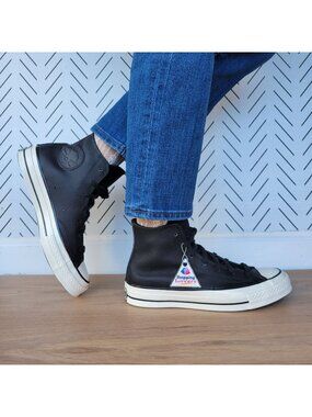 ⭐Converse Chuck 70 Hi Sz 8 Women's Shoes Leather Premium Sneakers Black A08637C⭐